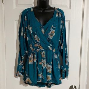 Free People Faux Wrap Floral Tunic Sz S